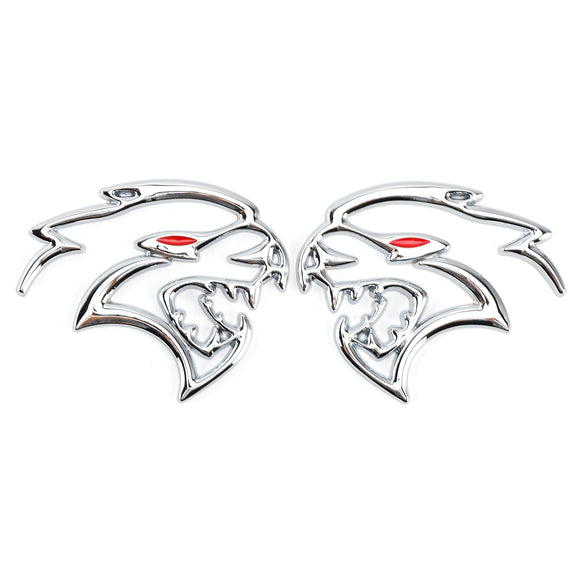2x Hellcat Fender Side Emblem Badge Decal for Dodge Durango Charger Challenger SRT Hellcat Black