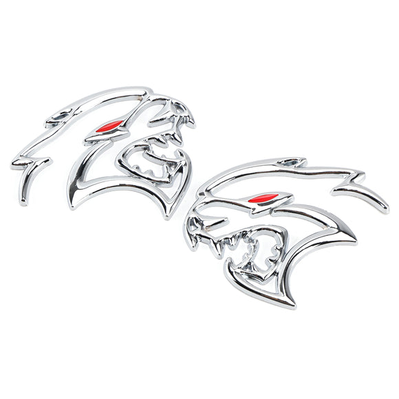2x Hellcat Fender Side Emblem Badge Decal for Dodge Durango Charger Challenger SRT Hellcat Black