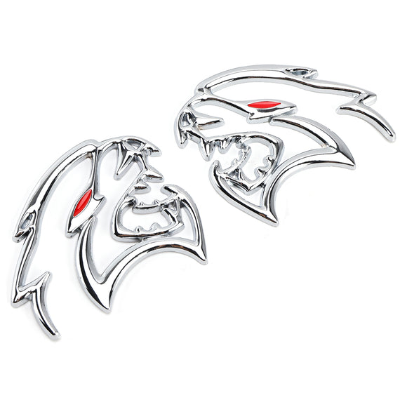 2x Hellcat Fender Side Emblem Badge Decal for Dodge Durango Charger Challenger SRT Hellcat Black