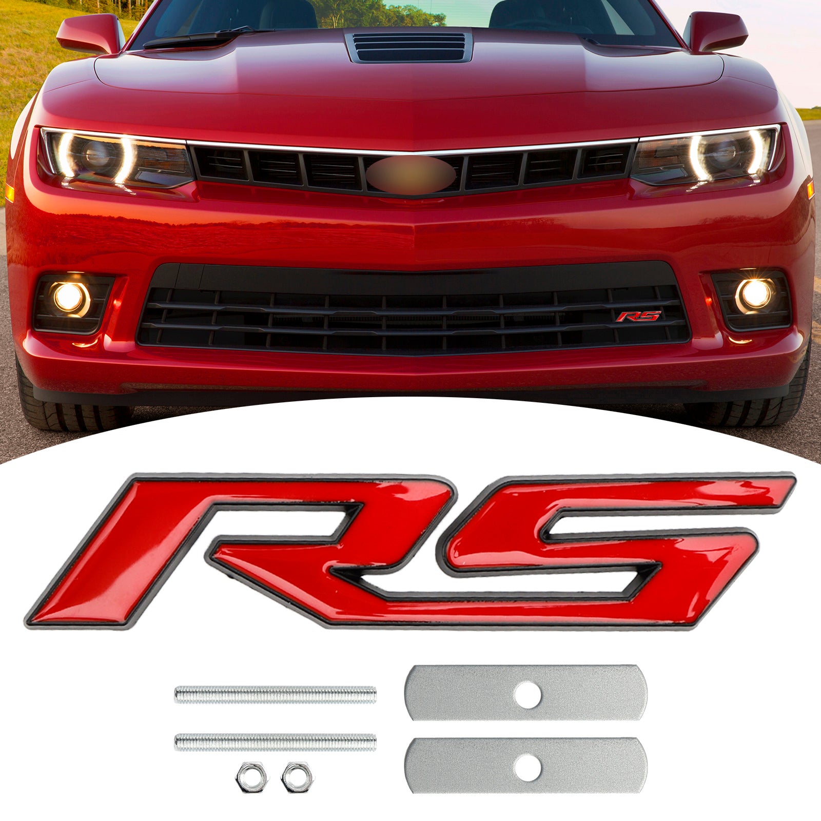 Front Grille RS Emblem Decal Badge for Chevrolet Chevy Camaro Impala Malibu Holden