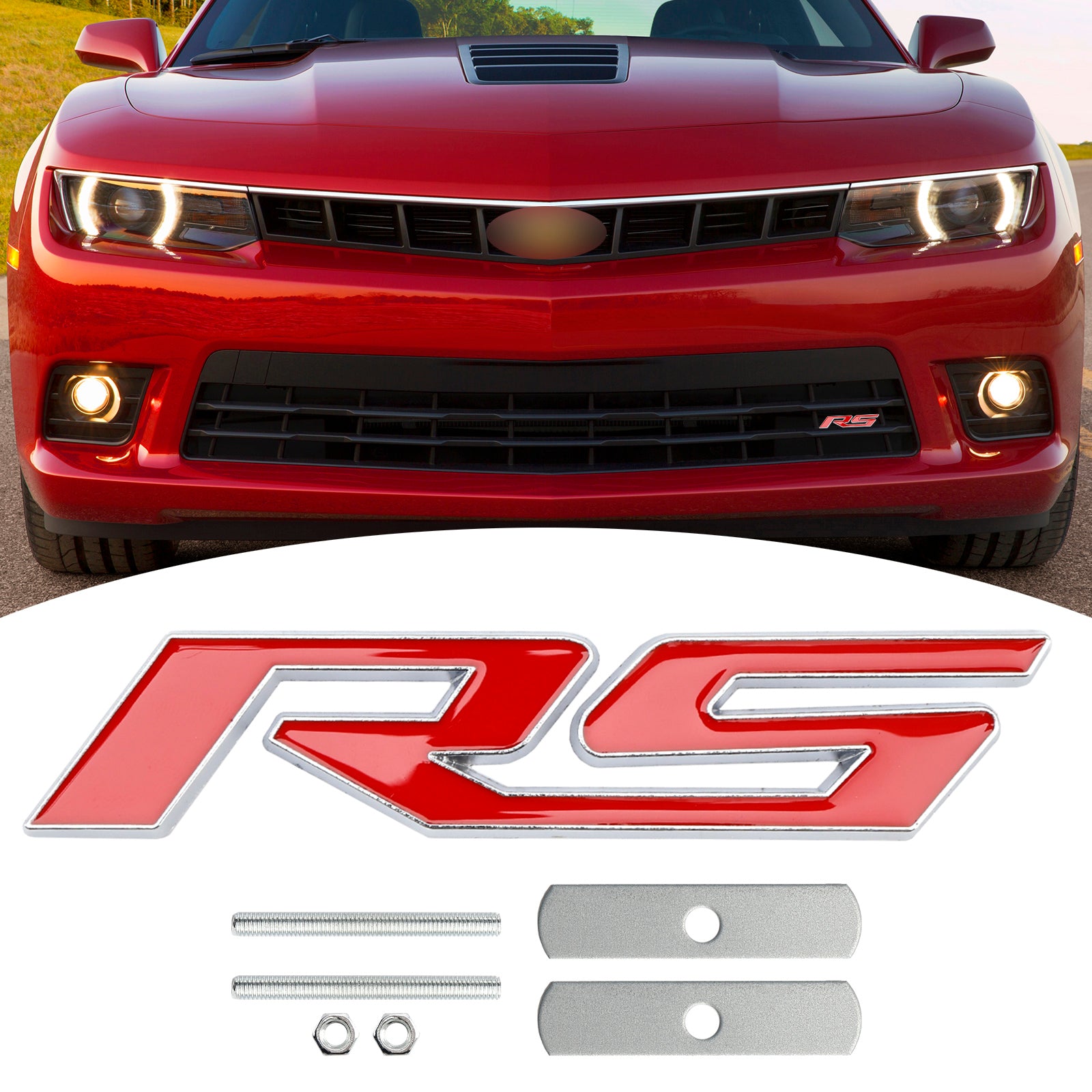 Front Grille RS Emblem Decal Badge for Chevrolet Chevy Camaro Impala Malibu Holden