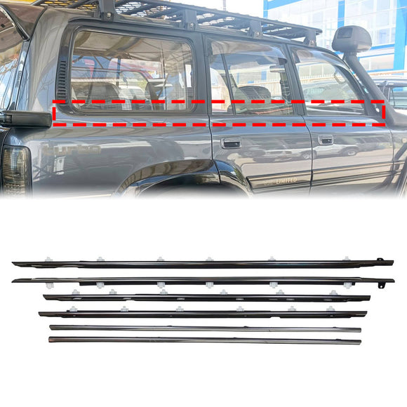 6PCS Tür Gürtel Molding 75710-60011 75720-60011 Für Toyota Land Cruiser 80 Serie 1991-1997/Lexus LX450 FZJ80 1996-1998
