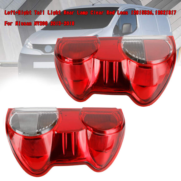 Left+Right Tail Light Rear Lamp Clear Red Lens For Nissan NV200 2013-2018