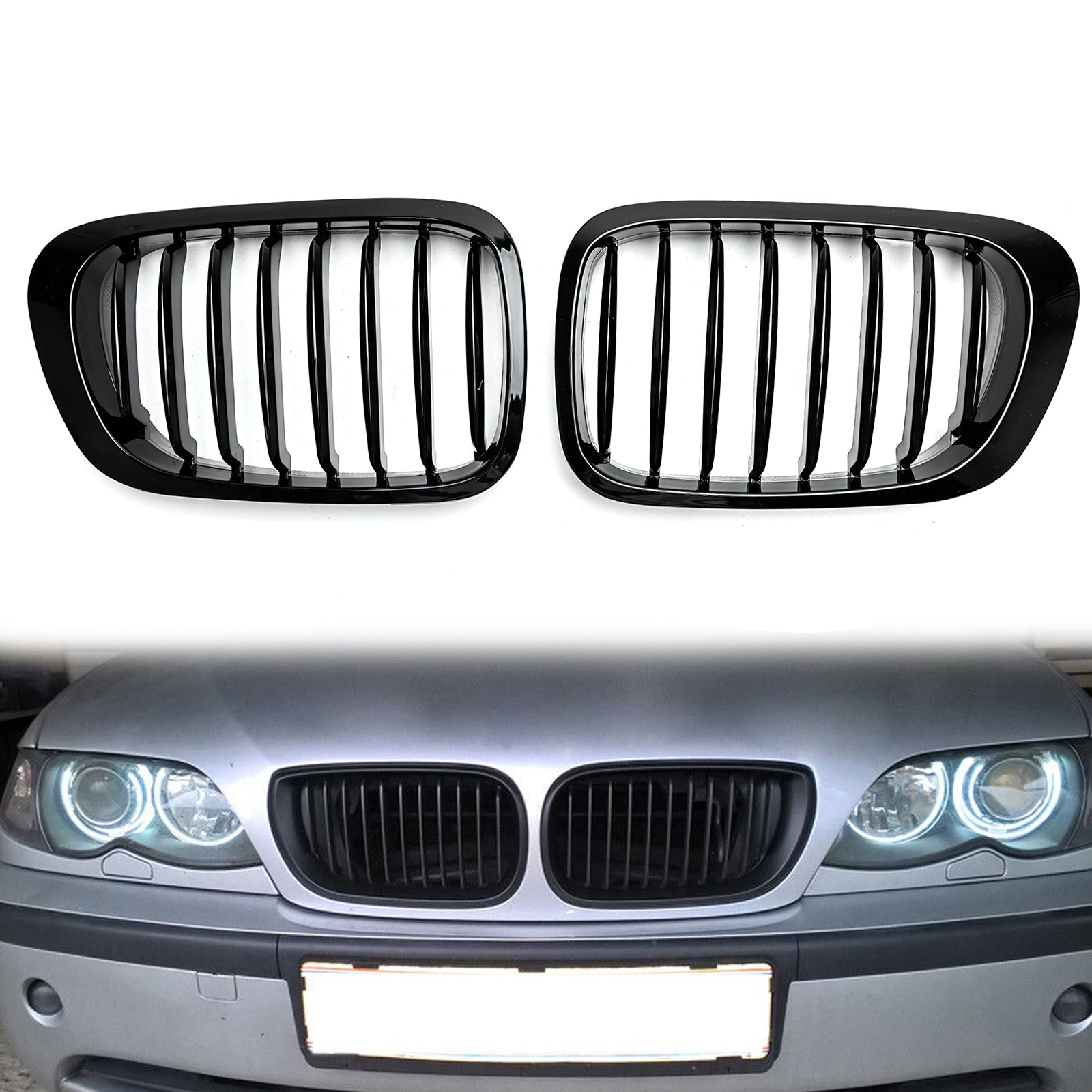 Calandre avant chromée pour BMW Série 3 E46 323Ci/328Ci/320Ci/325Ci/318Ci Coupé 1999-2002