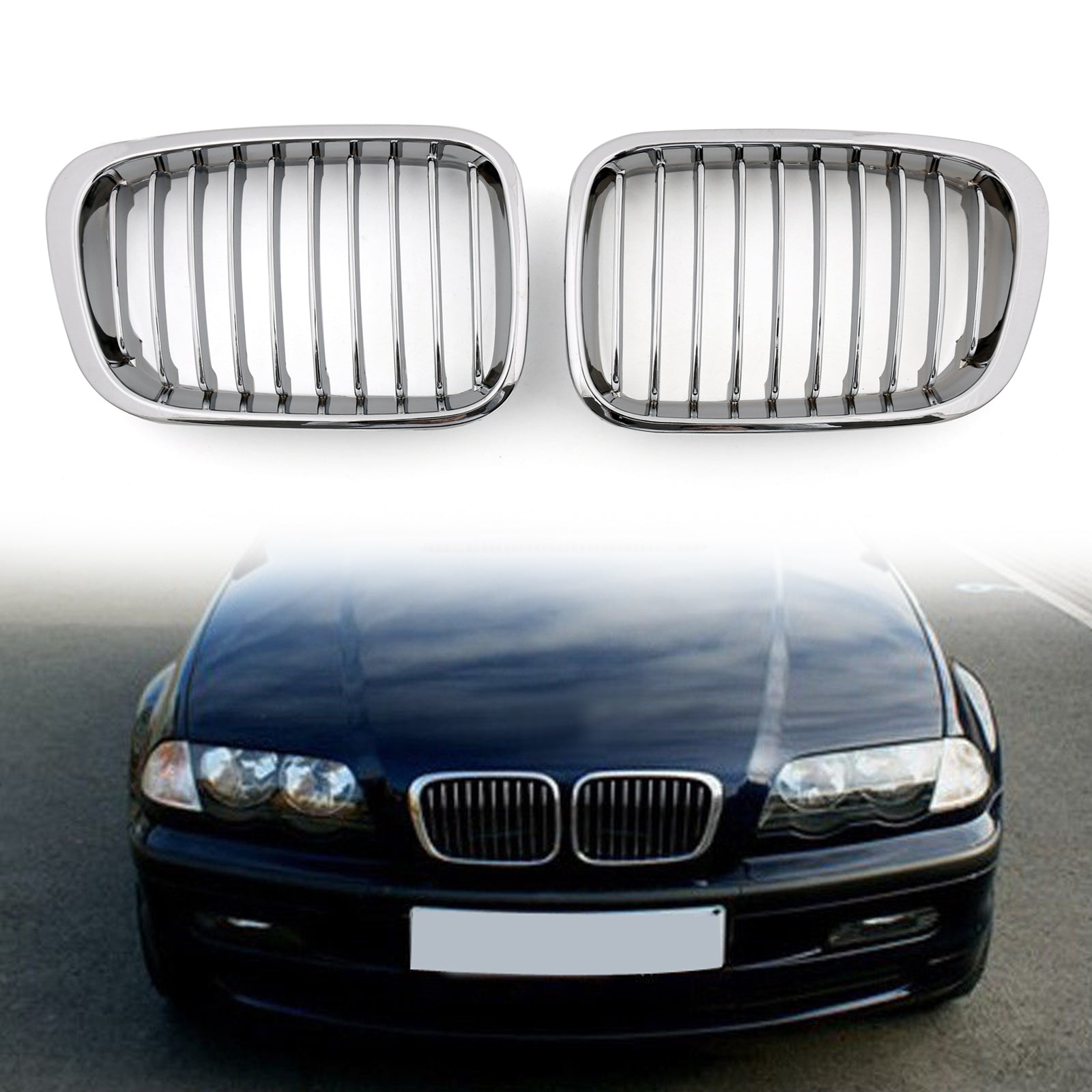 1998-2001 BMW E46 4 Doors 3 Series 318i/320i/325i/330i/318d/320d Front Kidney Grill Chrome Grille