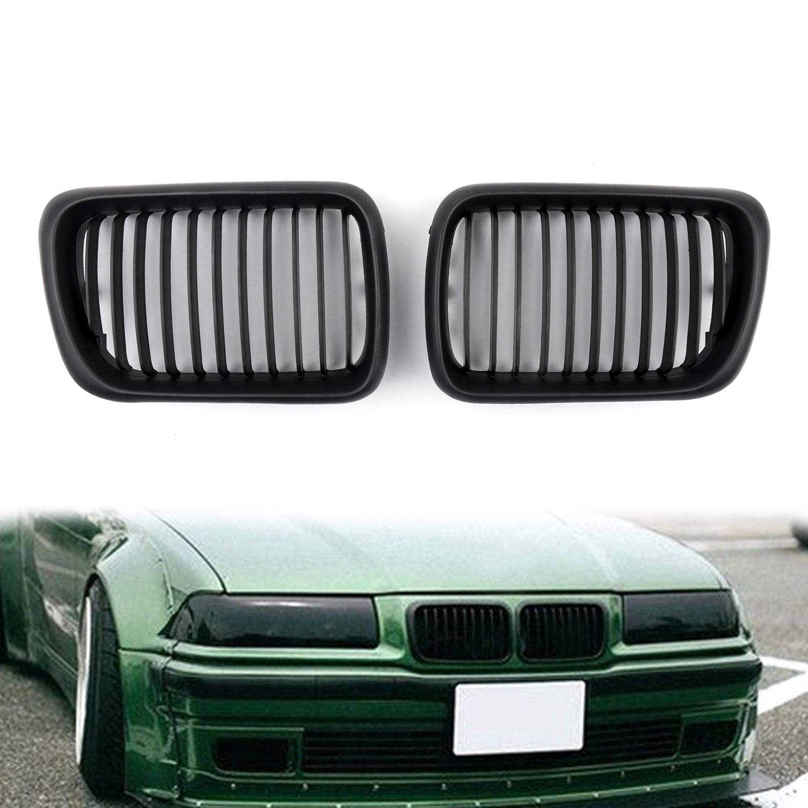 BMW 1997-1999 3 Series E36 M3 Front Bupmer Kidney Grill Matt Black Grille