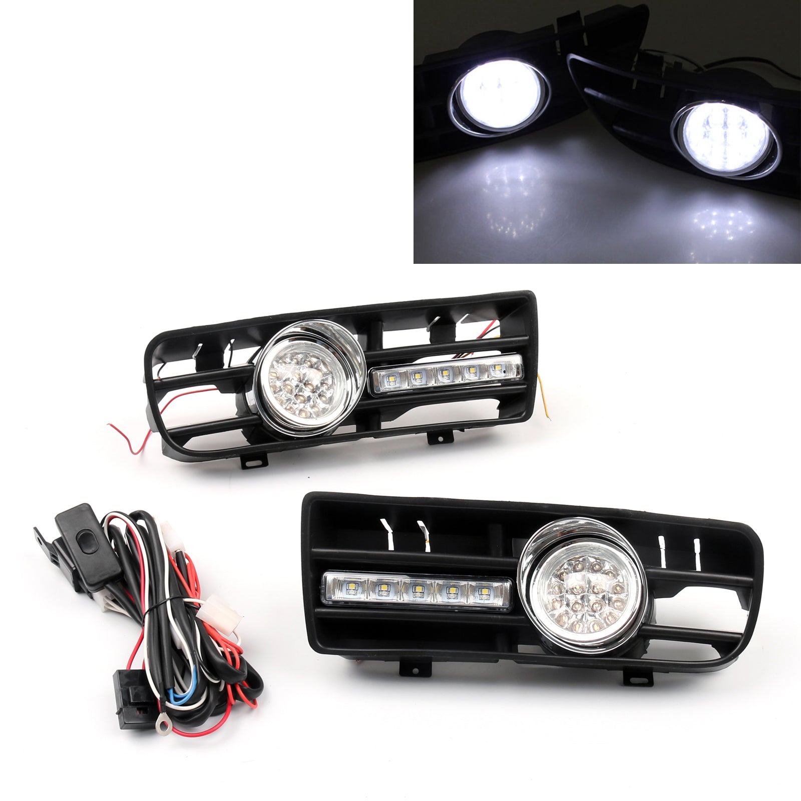 1999-2004 VW Golf GTI/TDI MK4 2 luces antiniebla 5 LED para parachoques delantero, lámpara DRL genérica