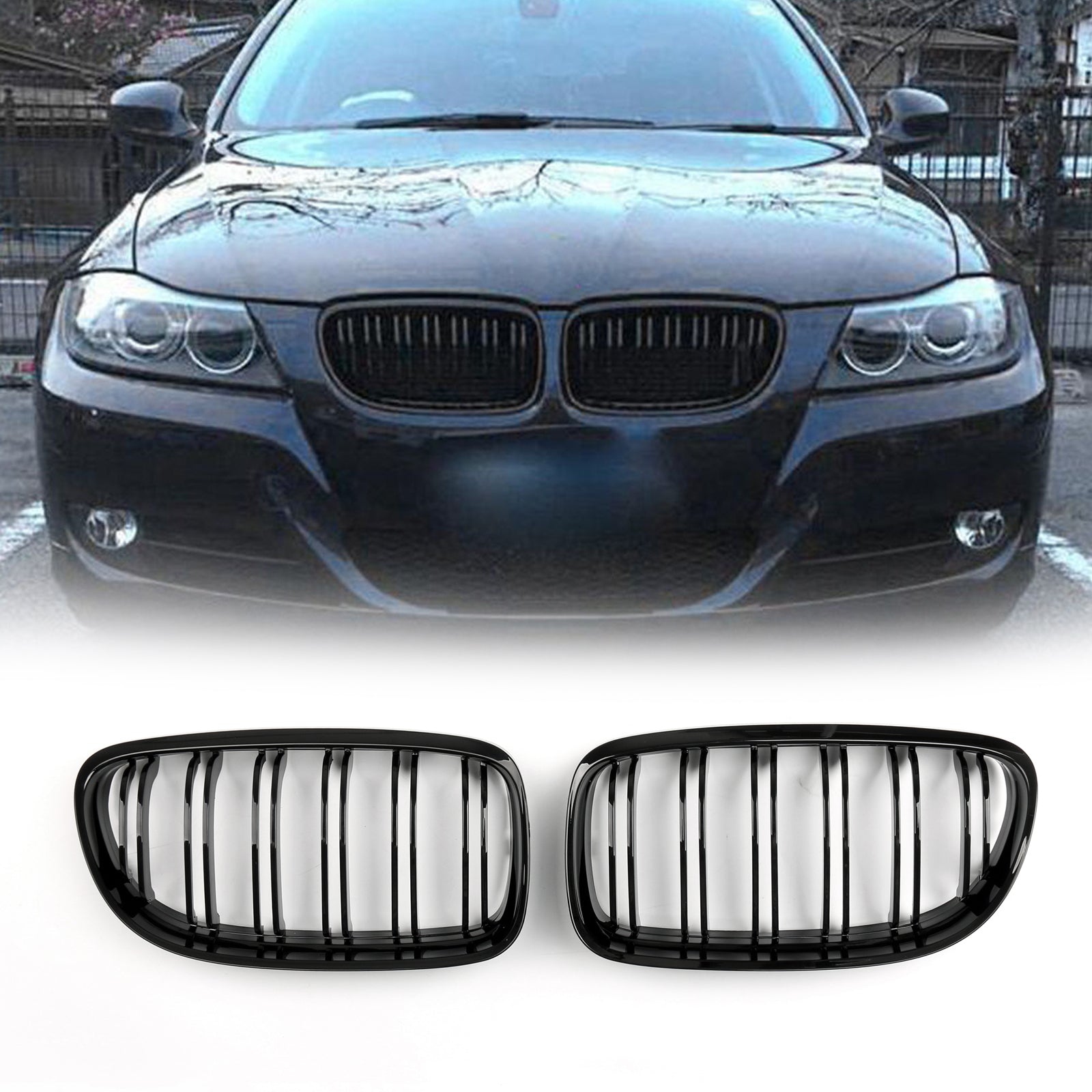 2008-2012 BMW E90/E91 LCI Série 3 Grilles de calandre avant double nervure générique