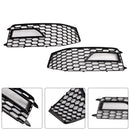 2012-2016 Audi A4 Sline / S4 Grill RS4 Style Mesh Front Bumper Gloss Black Grill + Fog Light Grille Kit-12