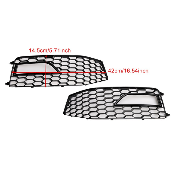 2012-2016 Audi A4 Sline / S4 Grill RS4 Style Mesh Front Bumper Gloss Black Grill + Fog Light Grille Kit