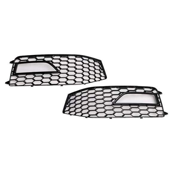 2012-2016 Audi A4 Sline / S4 Grill RS4 Style Mesh Front Bumper Gloss Black Grill + Fog Light Grille Kit