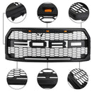 2015-2017 Ford F150 calandre avant noire pare-chocs supérieur nid d'abeille Raptor Grill avec LED-4