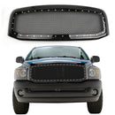 2006-2008 Dodge Ram 1500 2500 3500 Grille avant en maille style rivet Noir brillant Grille de pare-chocs avant-2