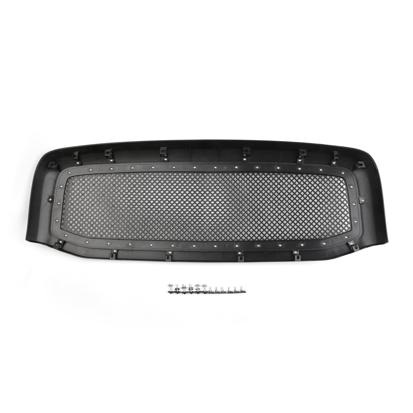 Dodge Ram 1500 2500 3500 2006-2008 Mesh Rivet Grill Replacement Front Hood Black / Chrome Grille