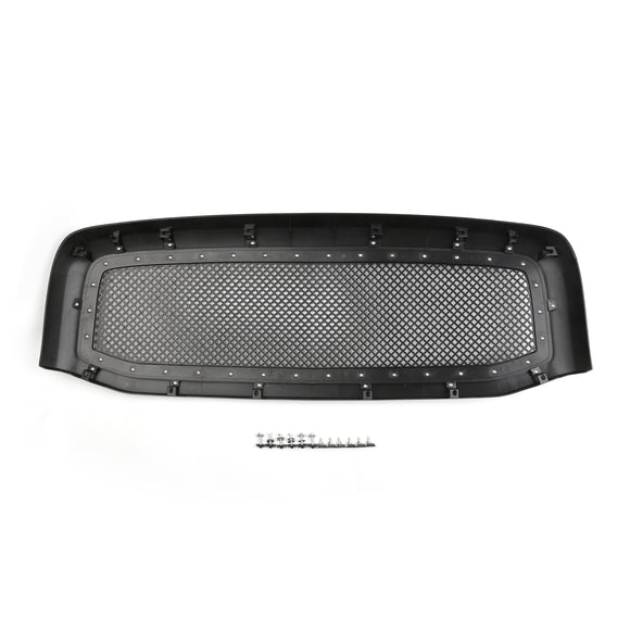 2006-2008 Dodge Ram 1500 2500 3500 Grille avant en maille style rivet Noir brillant Grille de pare-chocs avant
