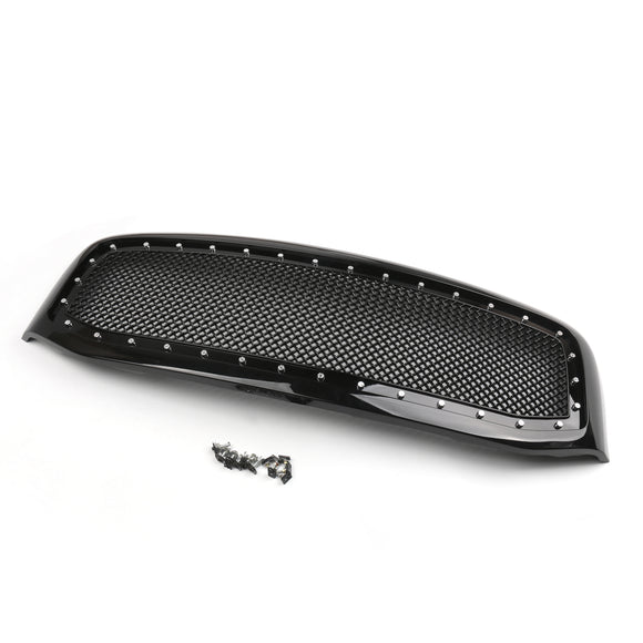 2006-2008 Dodge Ram 1500 2500 3500 Grille avant en maille style rivet Noir brillant Grille de pare-chocs avant