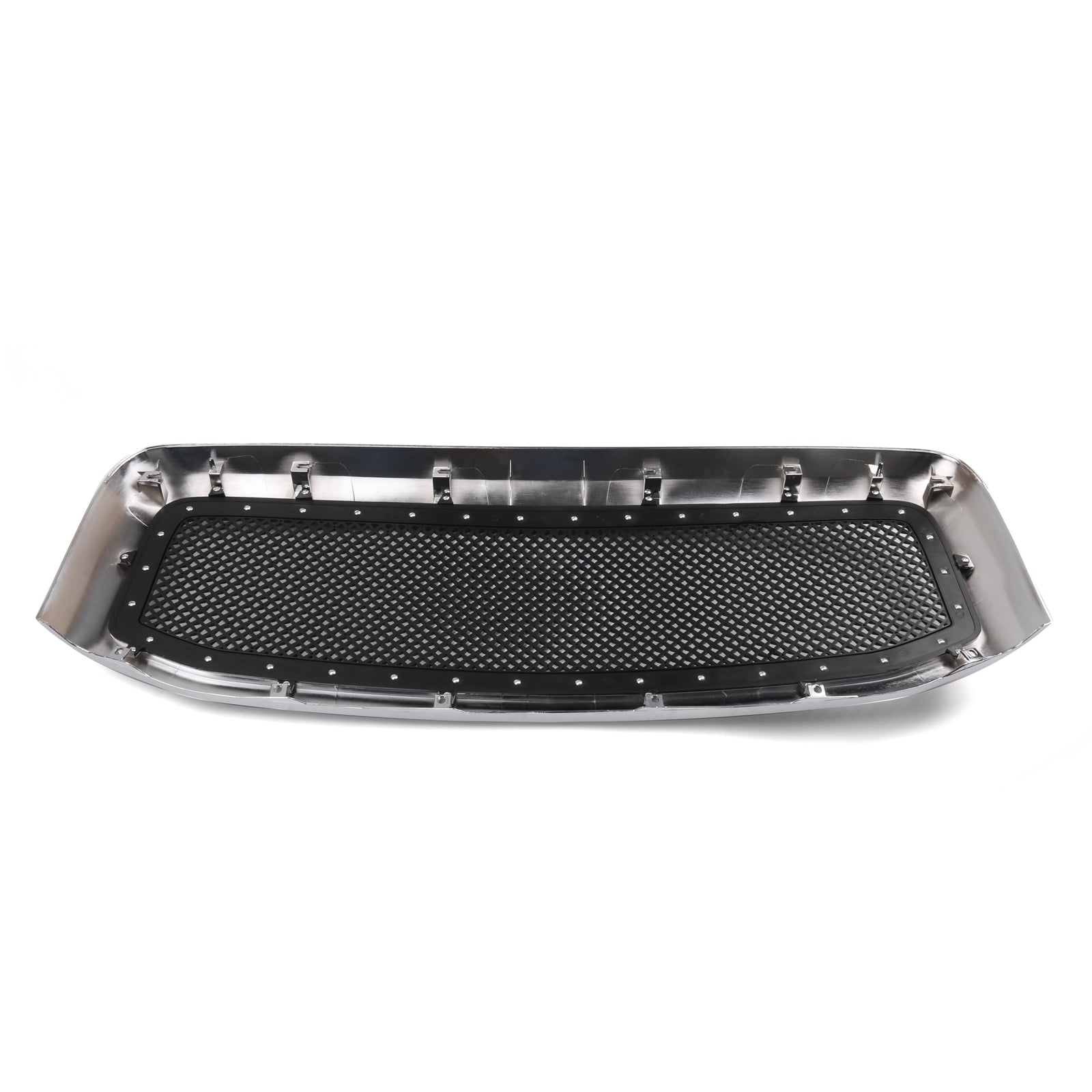 Dodge Ram 1500 2500 3500 2006-2008 Mesh Rivet Grill Replacement Front Hood Black / Chrome Grille