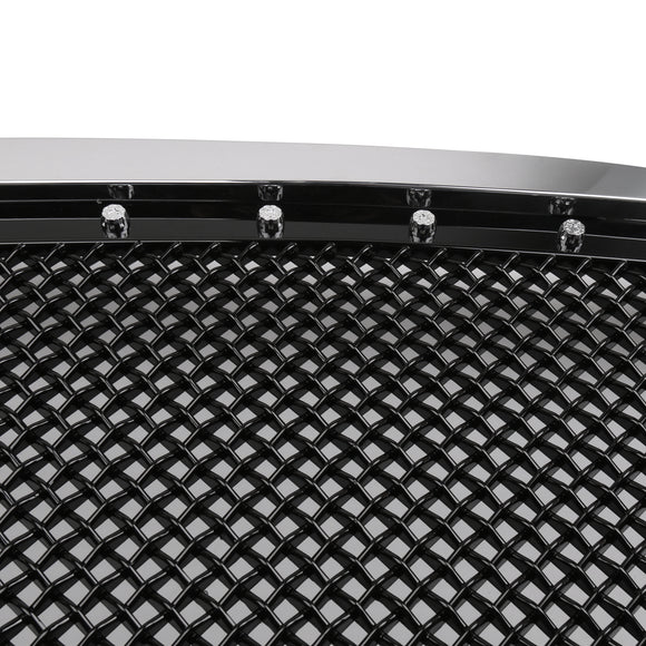 2006-2008 Dodge Ram 1500 2500 3500 Grille avant en maille style rivet Noir brillant Grille de pare-chocs avant