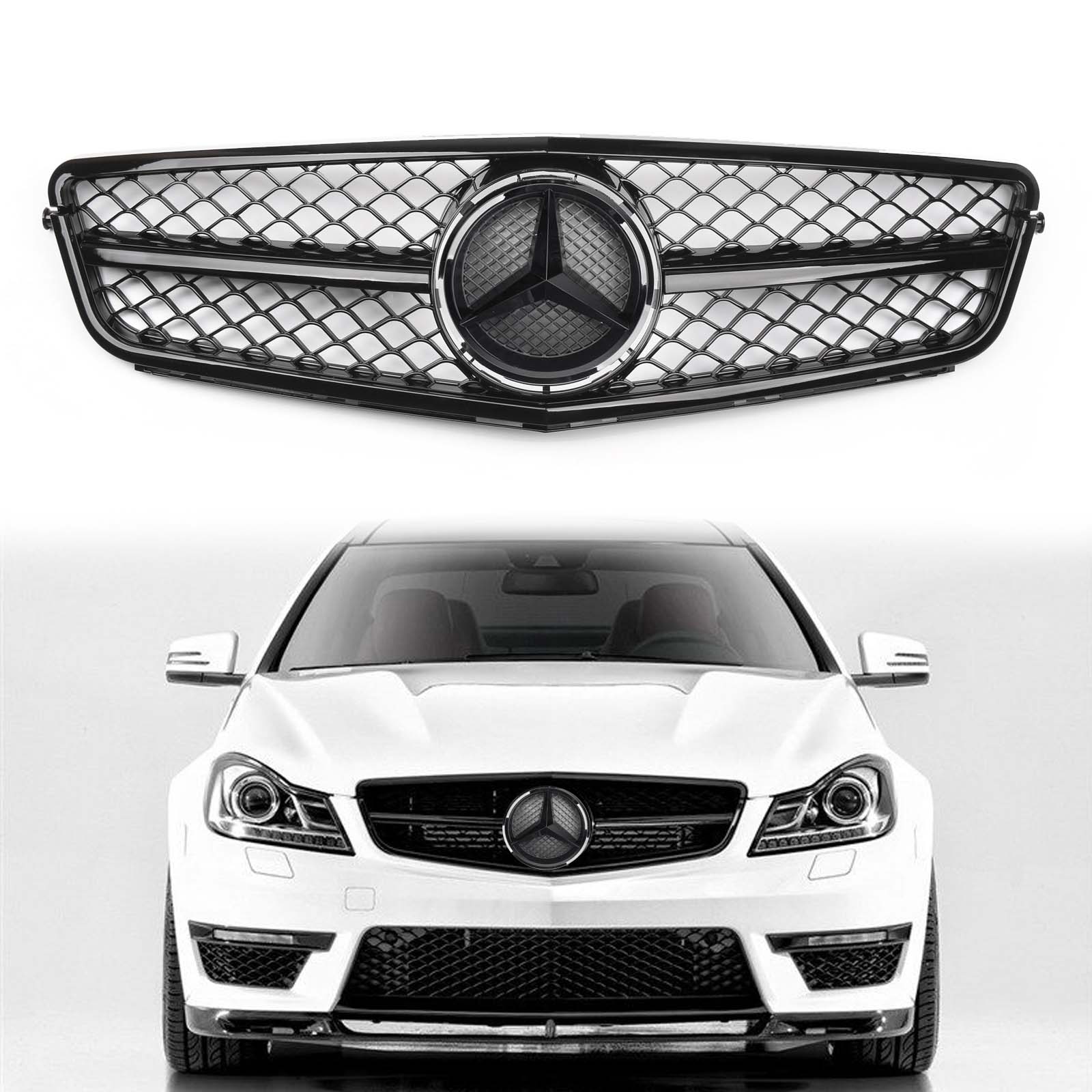 Parrilla delantera de parachoques negra estilo Amg para Mercedes Benz Clase C W204 C250 C300 C350 2008-2013