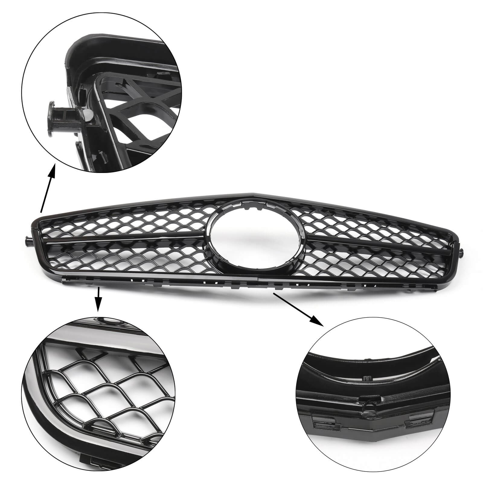 Mercedes Benz 2008-2013 C-Class W204 C250 C300 C350 Front Bumper Grill Black Amg Style Grille