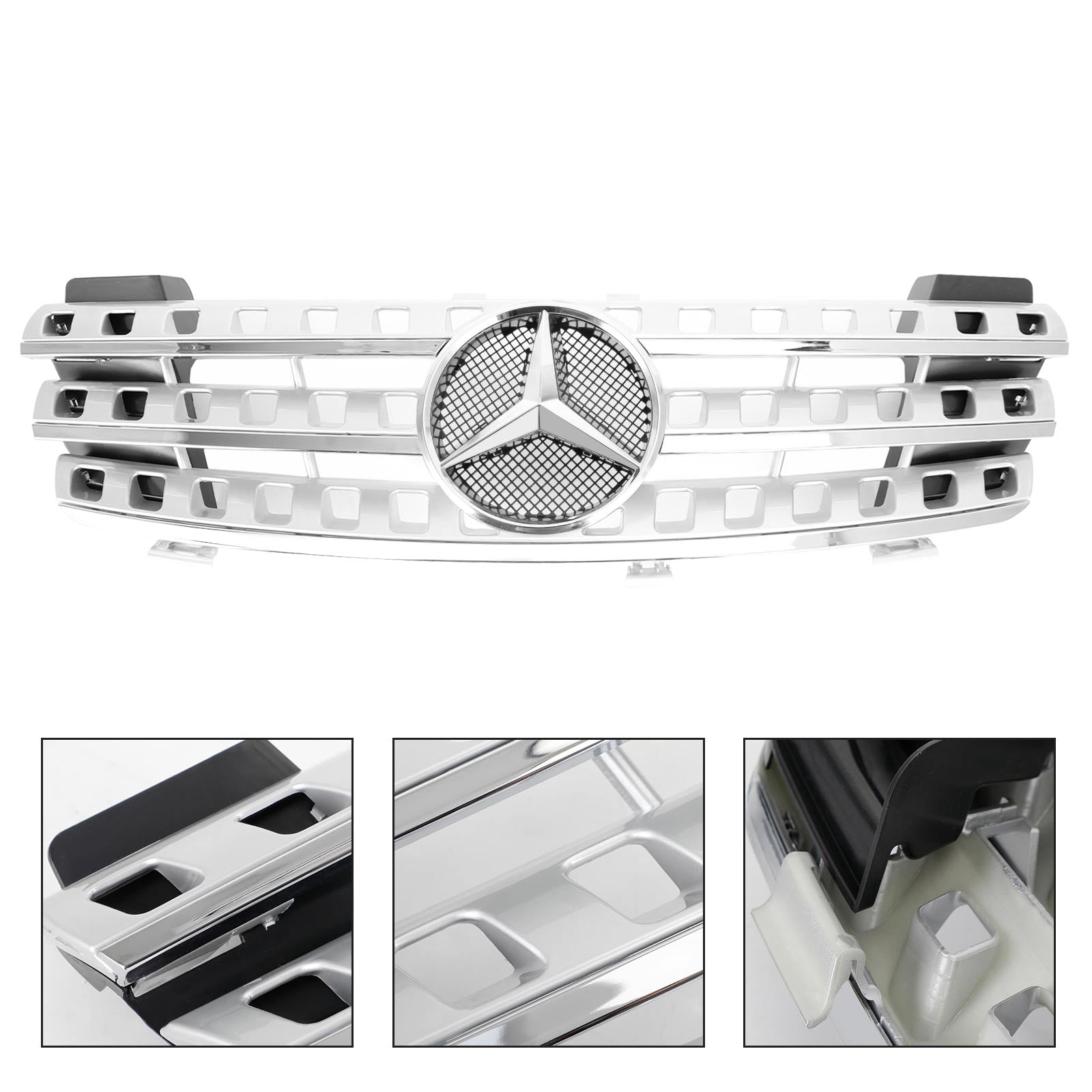 Mercedes Benz ML-Class 2005 2006 2007 2008 W164 Chrome Grill Front Replacement Grille With Star Emblem