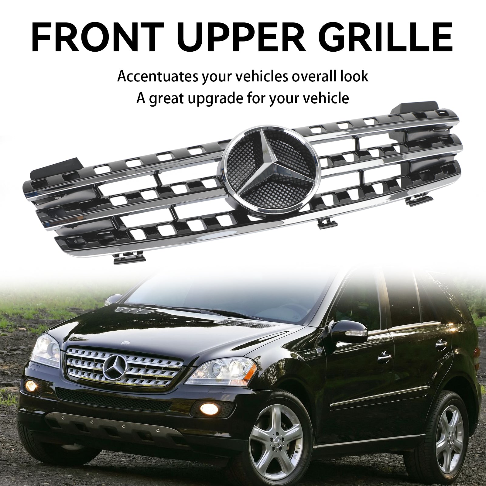 2005-2008 Mercedes Benz ML-Class W164 ML320/300/350/500 Front Grille AMG Style Chrome Black Grille