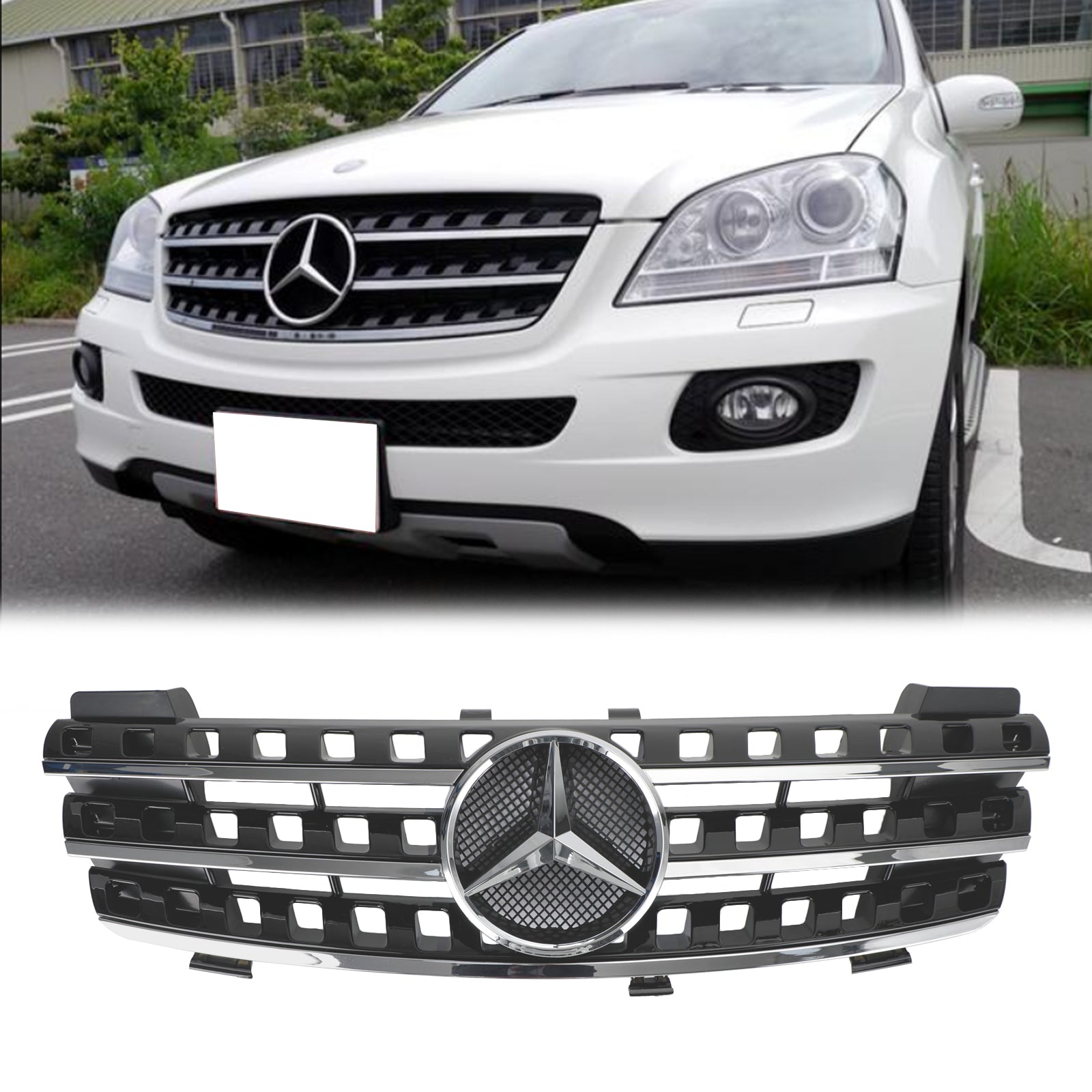 Calandre avant noire chromée pour Mercedes Benz Classe ML W164 ML320/300/350/500 2005-2008