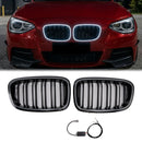 2011-2015 BMW Série 1 F20 F21 Double ligne Rein LED Grill pare-chocs avant calandre noire avec anneau complet LED-1