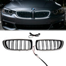 2014-2020 BMW 4 Series F32 F33 F36 Double Slat Kidney LED Grill Front Bumper Replacement Black Grille-1