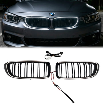 2014-2020 BMW Serie 4 F32 F33 F36 Parrilla LED de doble listón Parachoques delantero Rejilla negra de repuesto