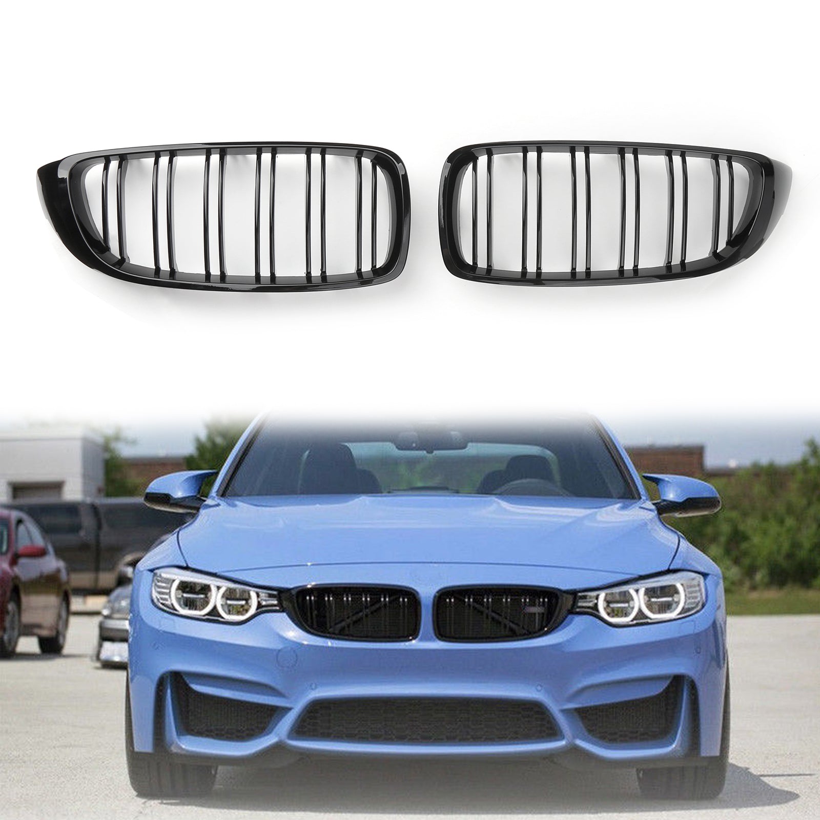 Parrilla de riñón M4 Sport negra brillante para BMW Serie 4 F32 F33 F36 F82 430i/440i/420i/428i/420d 2014-2020