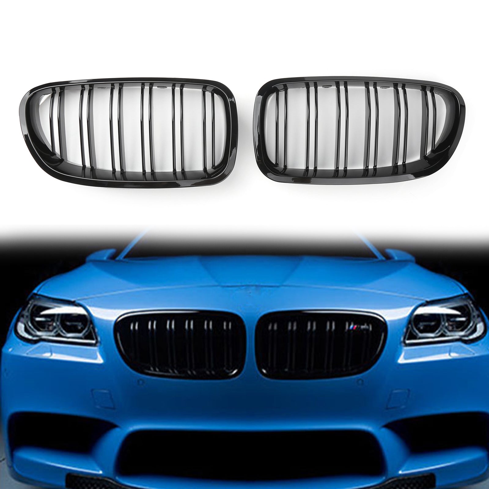 Parrilla delantera tipo riñón en color negro brillante para BMW Serie 5 F10/F11/F18 535i/550i/528i/520d/530d/540i 2010-2016