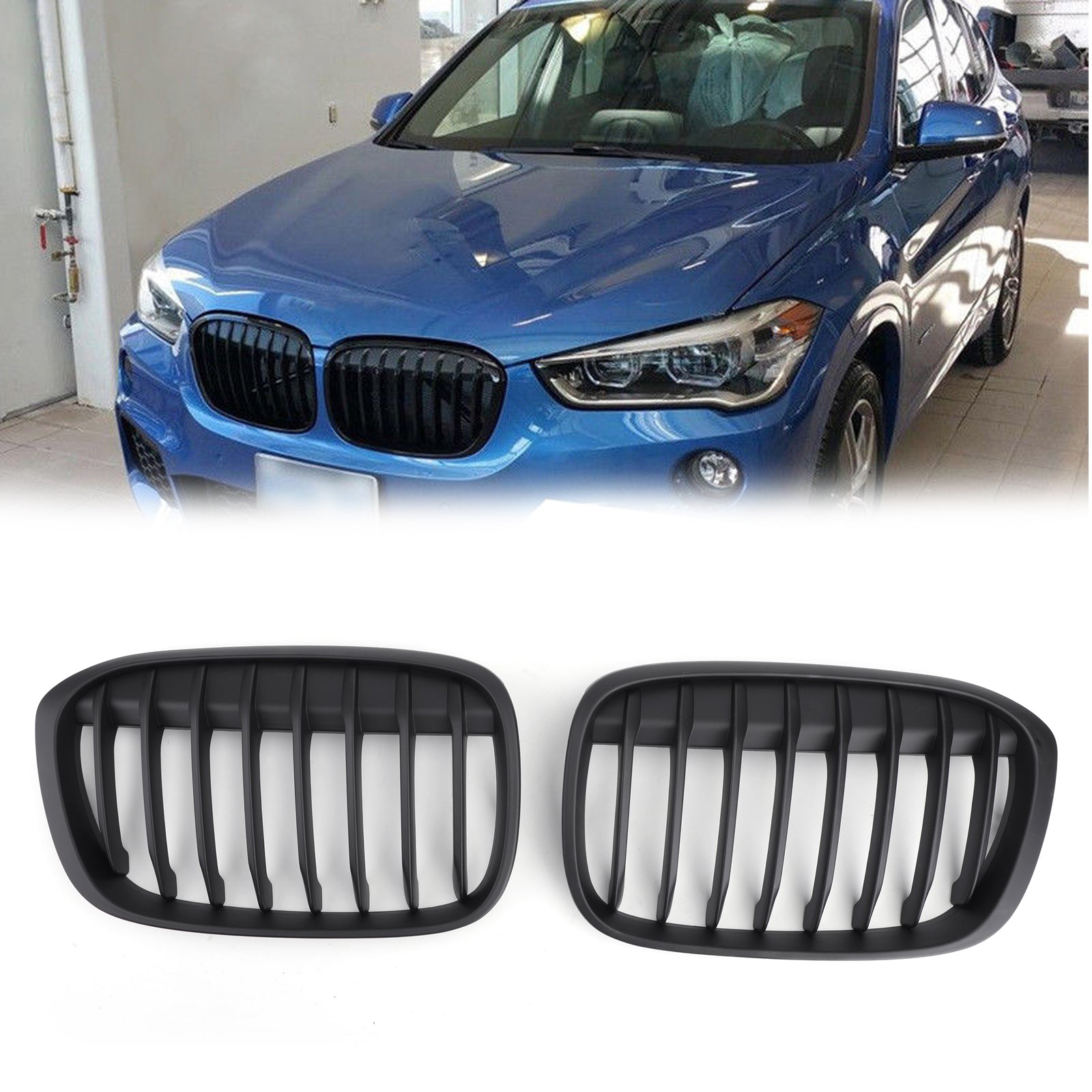 2016-2018 BMW F48 F49 X1 sDrive18i/xDrive20i/xDrive25i/sDrive18d Front Kidney Grill Black Grille