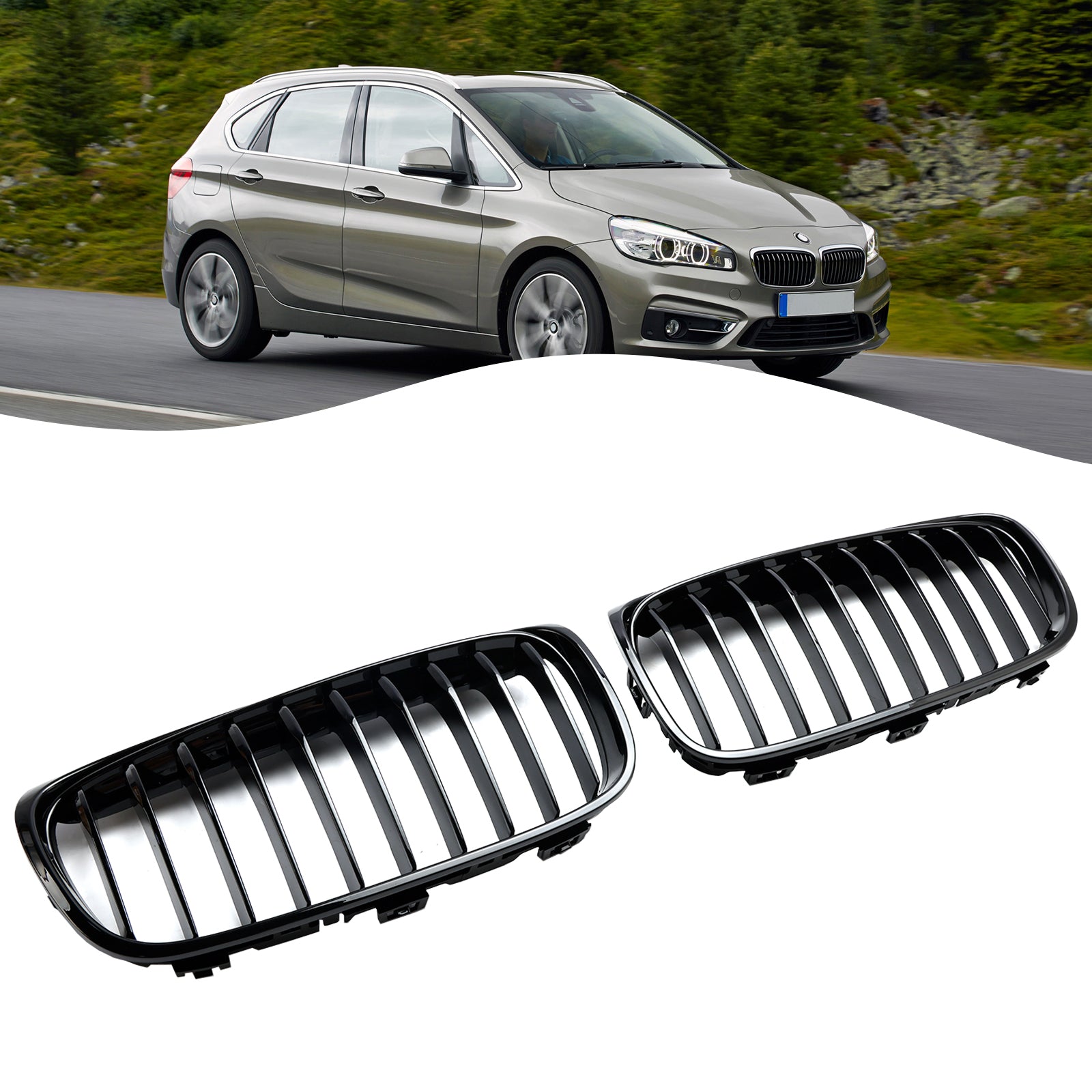 Calandre avant pré-remodelée BMW Série 2 F45 F46 218d/220d/218i/M240i 2015-2018, calandre noire brillante