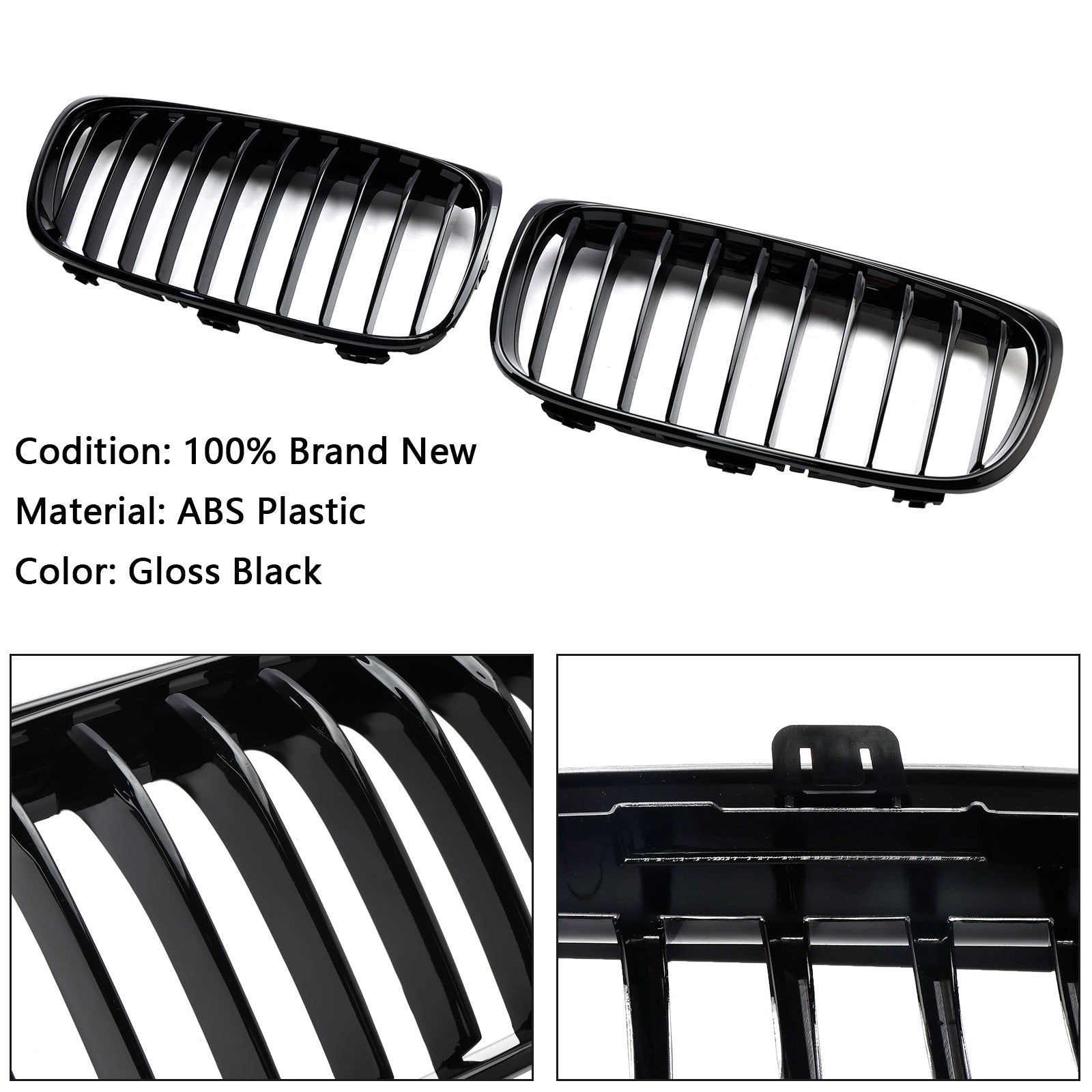 Parrilla delantera negra brillante para BMW Serie 2 F45 F46 218d/220d/218i/M240i anterior al rediseño