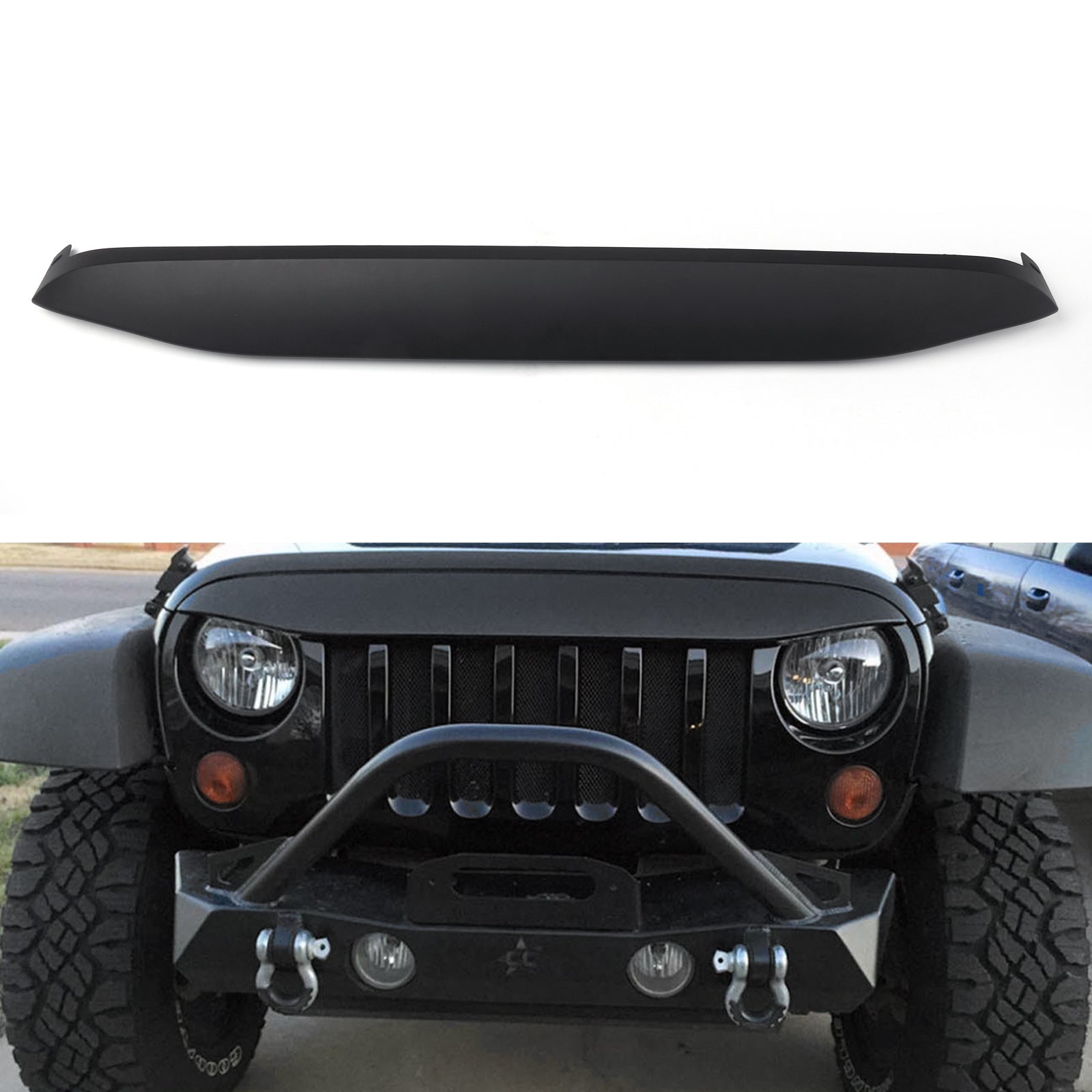 Jeep 2007-2017 Wrangler JK NightHawk cubierta de cejas ligera rejilla delantera negro mate