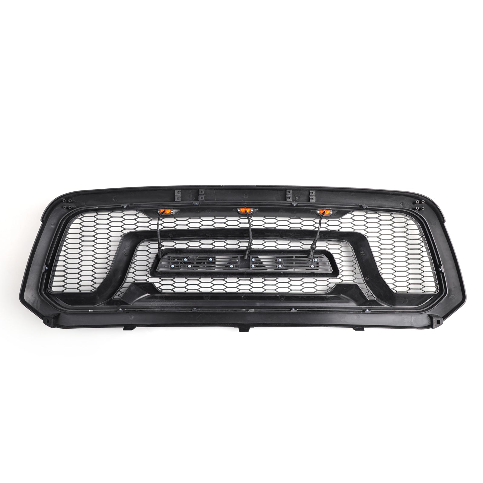 2013-2018 Dodge Ram 1500 Rebel Style Grill Front Bumper Replacement Black Grille W/ Letter and LED Light