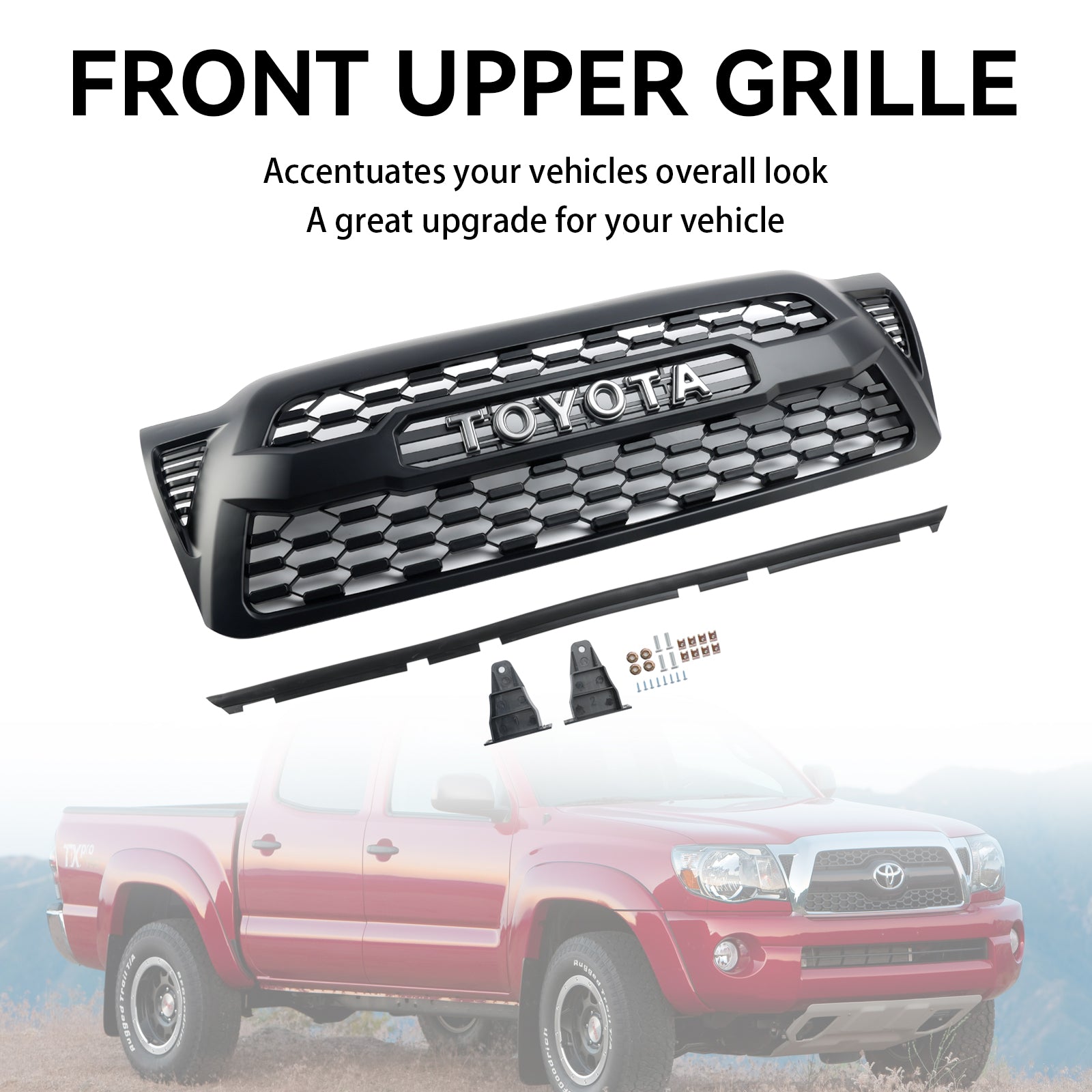 2005-2011 Toyota Tacoma TRD PRO Style Front Bumper Grille Replacement Matte Black Grill