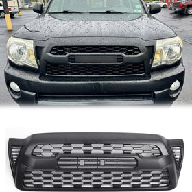 TRD PRO Grill 2005-2011 Toyota Tacoma 2nd Gen Front Bumper Black Replacement Grille W/ TOYOTA Letter