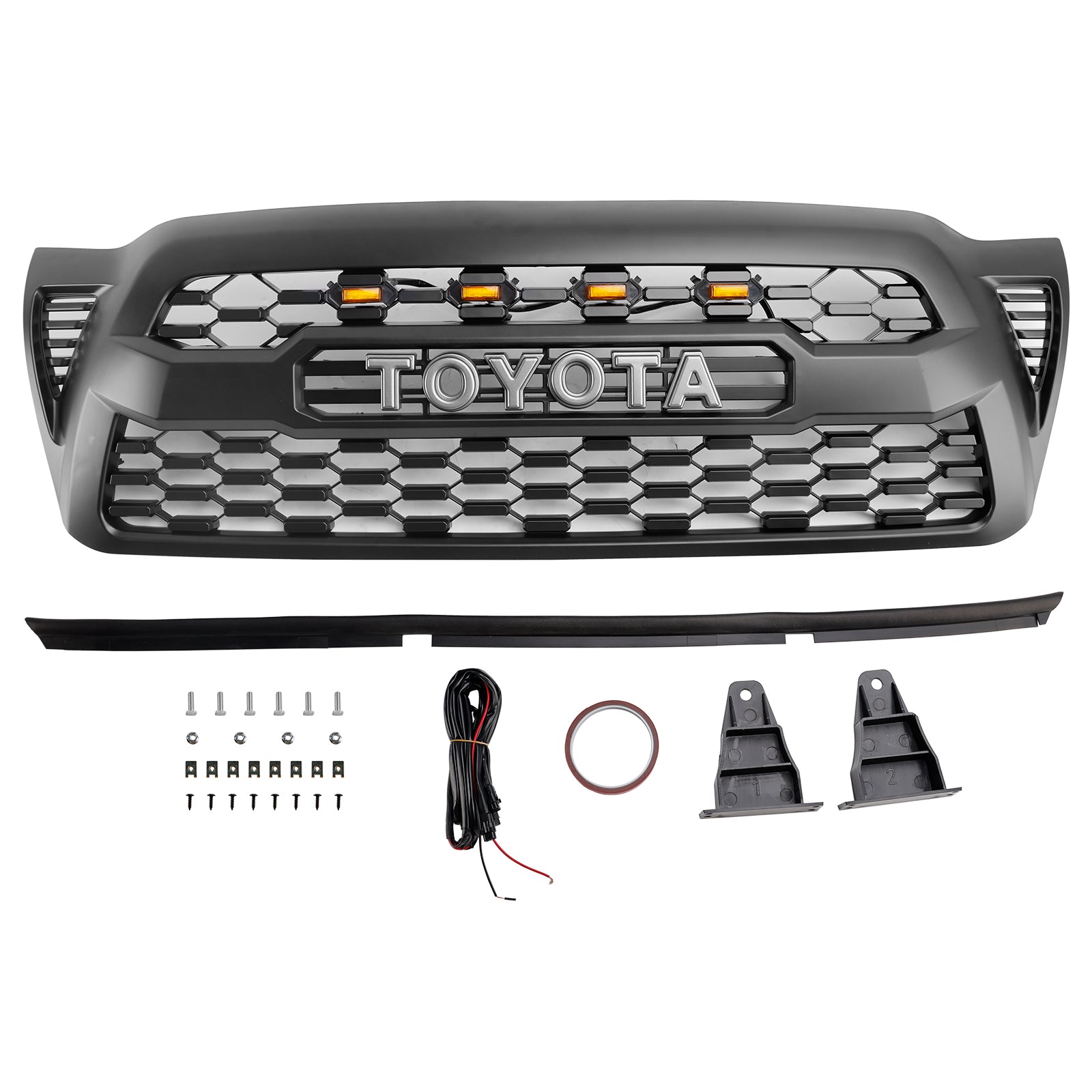 Toyota Tacoma 2005-2011 Trd Pro Style Front Grille Honeycomb Replacement Black Grill W/ Letter