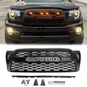 Toyota Tacoma | 2005-2011 | Parrilla TRD PRO | Negro mate | Parrilla delantera con entrada de aire y radiador + Luz LED & Carta