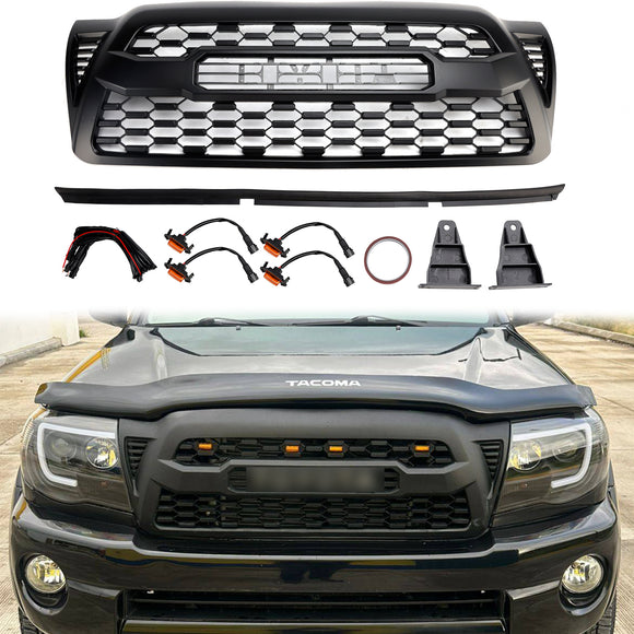 Toyota Tacoma TRD PRO Black Front Grille Replacement Honeycomb Grill 2005-2011 With TOYOTA Letter