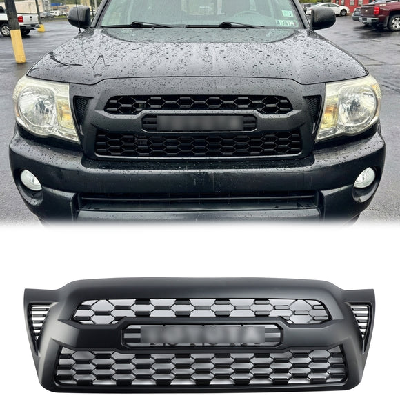 TRD PRO Grill 2005-2011 Toyota Tacoma 2nd Gen Front Bumper Black Replacement Grille W/ Letter