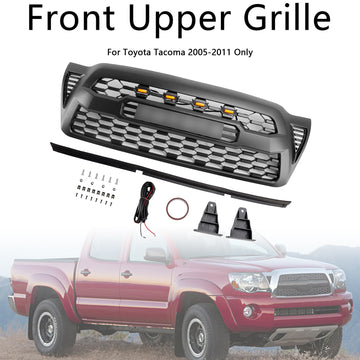 Griglia nera opaca per paraurti anteriore stile Toyota Tacoma TRD PRO 2005-2011 con luce a LED - 0