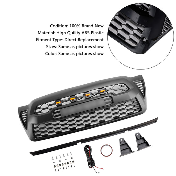 Toyota Tacoma 2005-2011 Trd Pro Style Griglia anteriore a nido d'ape sostitutiva Griglia nera con lettera