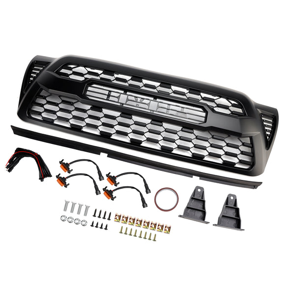 Toyota Tacoma TRD PRO Black Front Grille Replacement Honeycomb Grill 2005-2011 With TOYOTA Letter