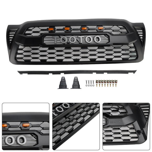 2005-2011 Toyota Tacoma TRD PRO Style Grill Parachoques delantero Parrilla negra mate con luz LED