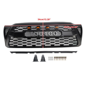 2005-2011 Toyota Tacoma TRD PRO Style Grill Front Bumper Matte Black Grille W/ LED Light - 0