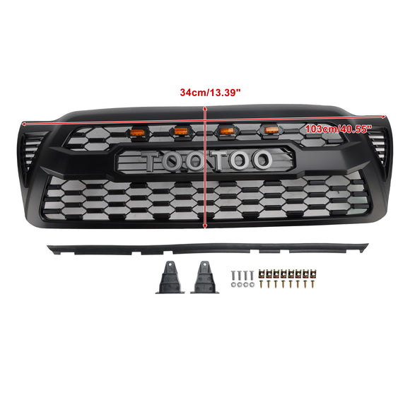 2005-2011 Toyota Tacoma TRD PRO Style Grill Parachoques delantero Parrilla negra mate con luz LED