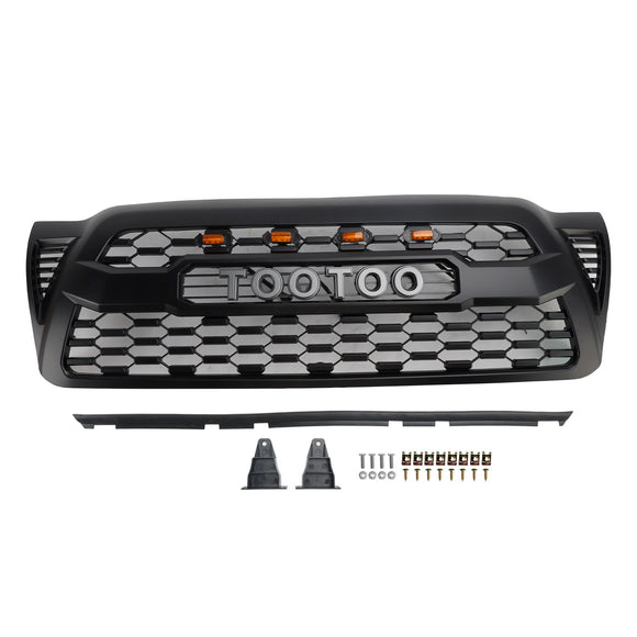 2005-2011 Toyota Tacoma TRD PRO Style Grill Parachoques delantero Parrilla negra mate con luz LED